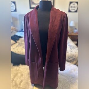 Ann Taylor Factory suede-like long open blazer